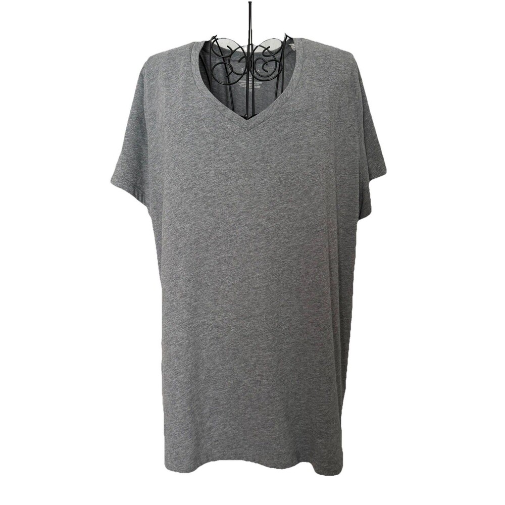 Sonoma V-Neck Short Sleeve Tee Gray Shirt Plus Size 1X Solid Top Everyday